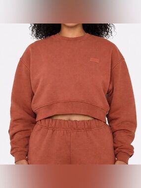 Set Active Cropped Crewneck Sweatshirt Burnt Orange Terracotta